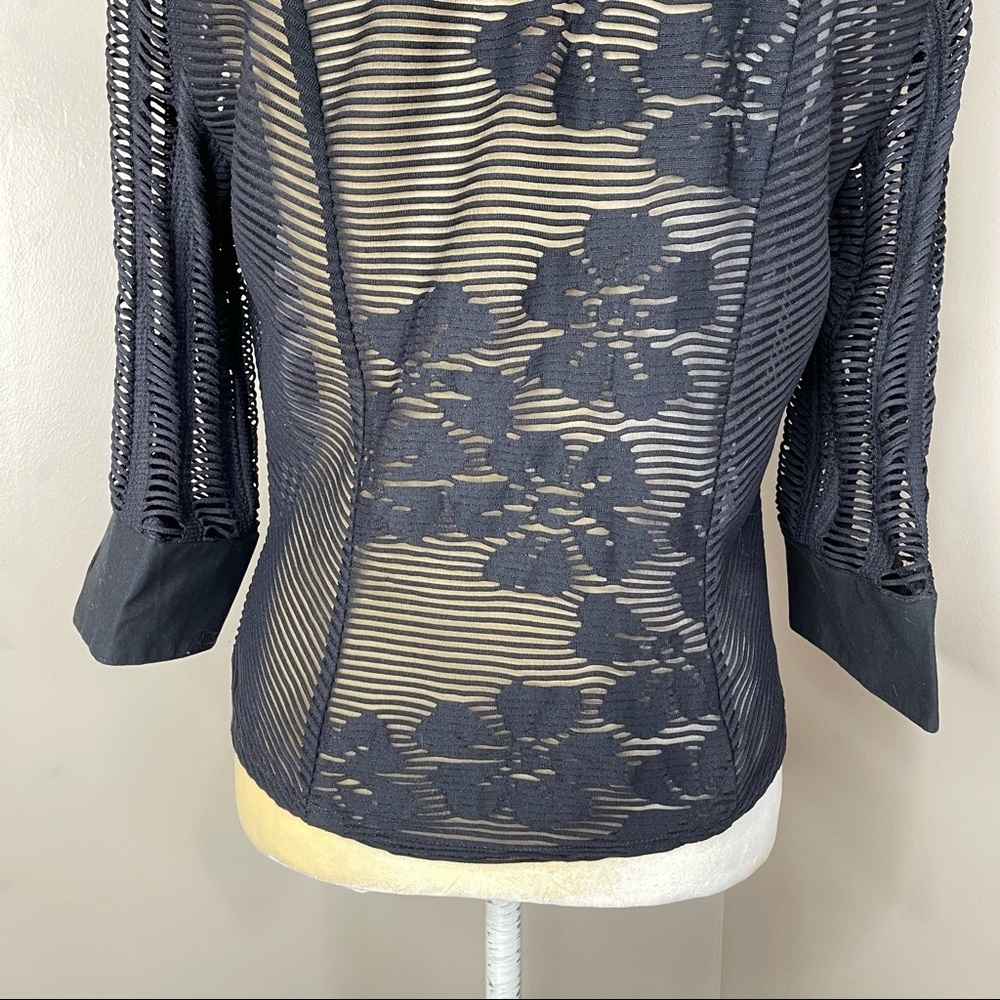 Vintage Women’s Sz M Black Sheers Top Button Up - Picture 10 of 16